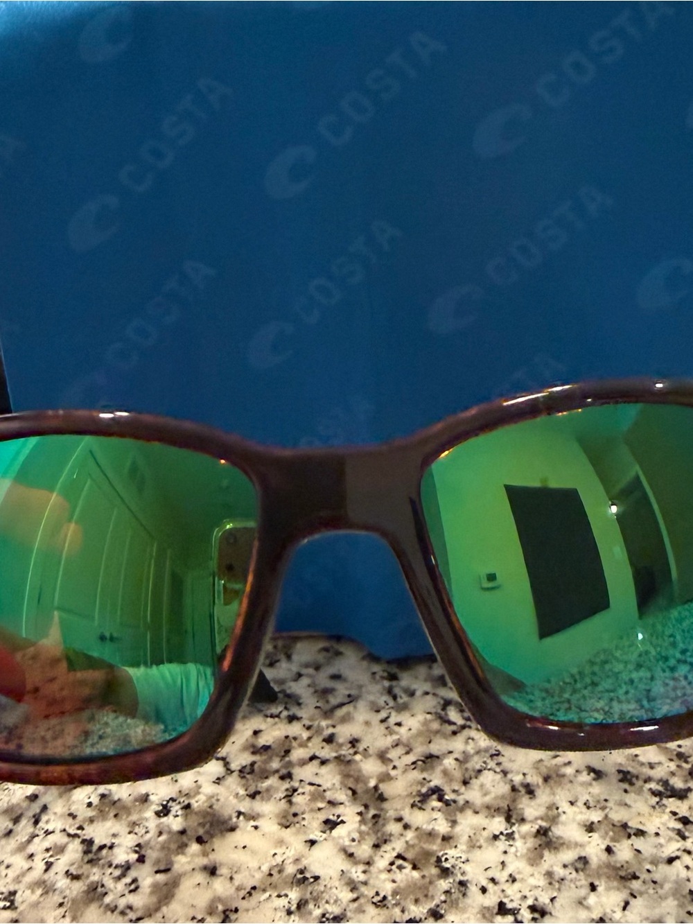 Costa Tortoiseshell Sunglasses with Green Mirrored Lenses and Silver Logo - Picture 2 of 8